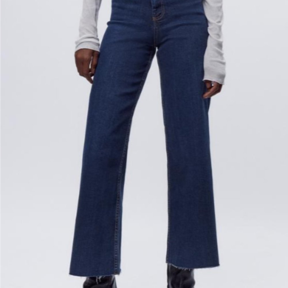 Zara COLLECTION HIGH WAIST MARINE STRAIGHT JEANS